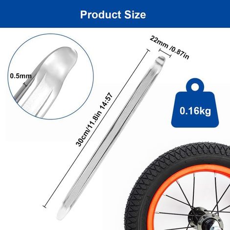 Leva per pneumatici da 30 cm per moto, auto, scooter, bicicletta, 3 pezzi Leva per pneumatici in metallo per cambio pneumatici, Leva per pneumatici manuale per scooter elettrico, Strumenti per leva pe (1/4)
