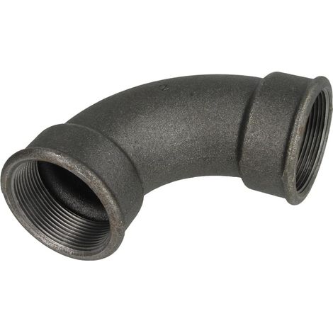 Raccord en fonte malléable noir coude court 90° 2'' FF/FF