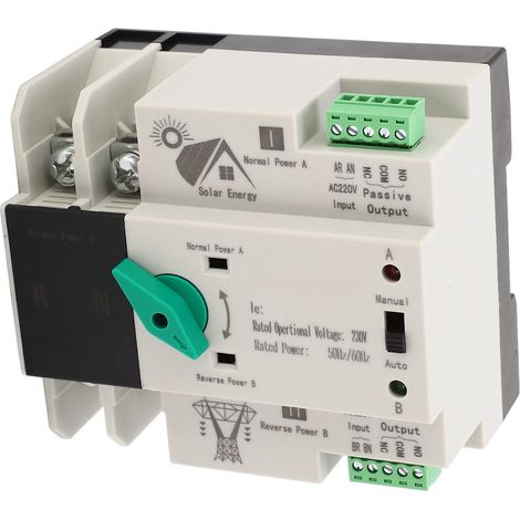 Automatischer 2P 100A Umschalter, Millisekunden-schnelles Schalten AC230V 50/60Hz, Solar-zu-Netz-Zeitschaltuhr, zweipoliger Schalter. (1/5)
