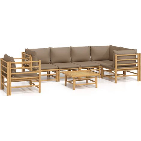 Maison Exclusive - Set Salotto da Giardino 7pz con Cuscini Tortora Bambù
