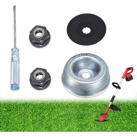 [NIE BENUTZT]Klingenadapter für Stihl FS56 FS56R FS65 FS74 FS76 FS80 und andere Modelle. Druckscheibe, Reiterplatte, Kragenmutter x2, Wartungsschraubendreher (5er-Pack)