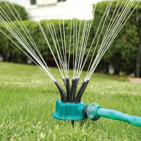 Système d'irrigation pour pelouse avec tuyau d'arrosage – Arroseur de jardin automatique multi-têtes à 360° (1/5)