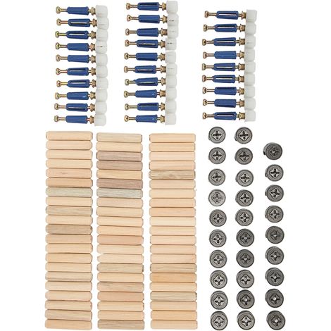 Kit de fixation 3-en-1 avec roue excentrique renforcée pour assemblage de meubles, boulons et écrous, compatible panneaux 15mm. (1/5)