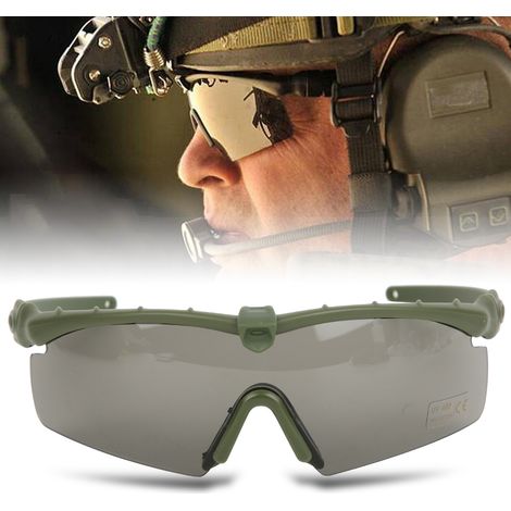 Lunettes tactiques militaires anti-vent et anti-sable - Protection oculaire anti-impact pour tir (Vert militaire) (1/5)