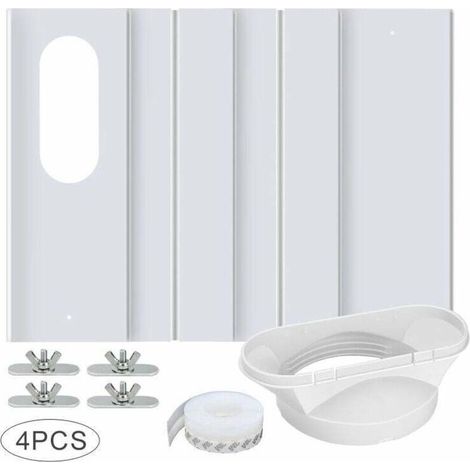 Kit Fenêtre Climatiseur Portable - Panneau PVC Réglable 43 à 140 cm - Pour Fenêtre Coulissante - Adaptateur Échappement Tuyau 10 cm - 4 Pièces (1/5)