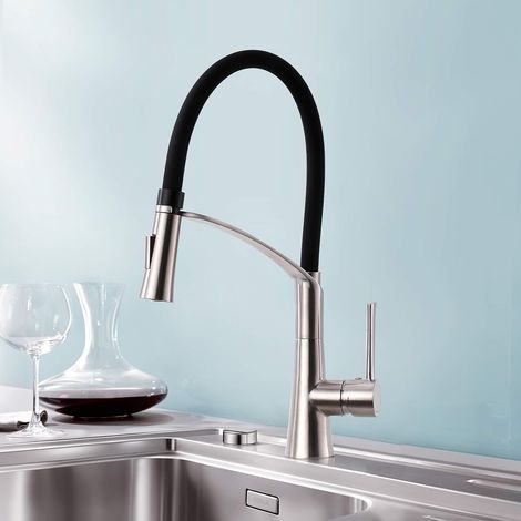 Robinet de cuisine mitigeur inox 304 – Douchette extractible – 2 modes de jet – Pivotant 360° – Économie d'eau jusqu'à 50% – Faustina (1/5)