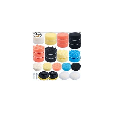 Bardusch 31Pcs Éponge De Polissage Auto Polisseuse Voiture Kit avec M14 Drill Kit d'Adaptateur + Disque de polissage + Brosse De Nettoyage pour RO/DA Double Action Polisseuse (1/5)