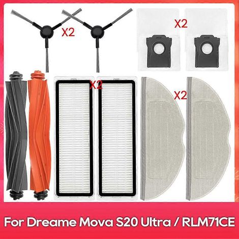 Pour Dreame Mova S20 Ultra / RLM71CE Spare Main Side Brosse Filtre Serpillière Sac à poussière Accessoires (1/5)
