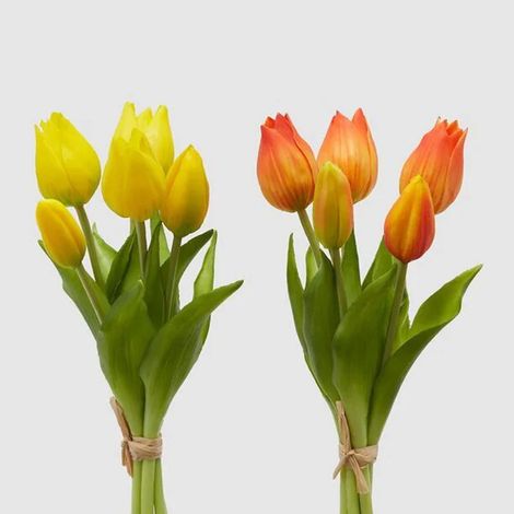 EDG BOUQUET TULIPANI OLIS ARTIFICIALE H26CM GIALLO O ARANCIONE ASSORTITO, CASA, ACCESSORI DECORATIVI, FIORI ARTIFICIALI (1/4)