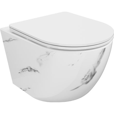 Mexen Lena cuvette wc Rimless avec abattant slim à descente progressive, duroplast, pierre blanche - 30224092