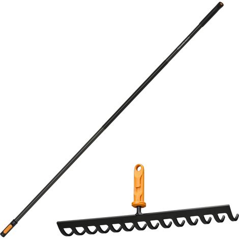 Testina per rastrello da giardino in metallo FISKARS ONECLICK con 14 denti e manico da 161 cm