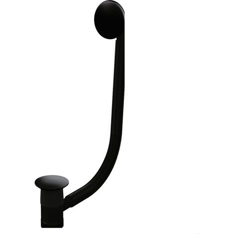 Bathroom Round Click-Clack Bath Waste, Top Fix Installation, 98 x 70 x 550mm, Black