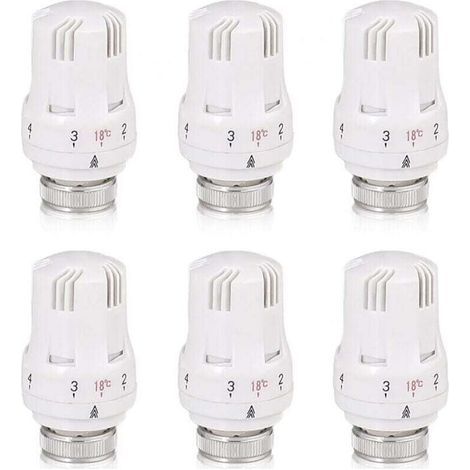 Robinet thermostatique pour radiateur – Kit 6 pièces avec tête M30×1,5, idéal bureau & maison, compatible tous systèmes chauffage (1/4)