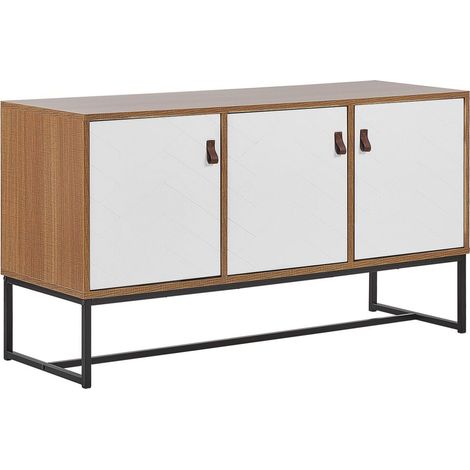 Credenza Colore Legno Chiaro con Gambe in Metallo a 3 Ante 62 x 112 cm Nueva