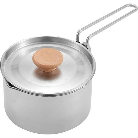 Bouilloire de Camping en Acier Inoxydable 304 1L avec Poignée Pliable et Pot de Cuisson (1/4)