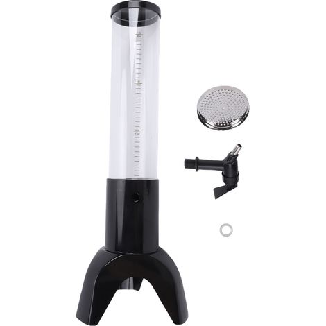 Tour à boissons 1,5 L avec distributeur de mimosa et tube à glace, idéale pour les fêtes, bars, pubs et restaurants. Noir, 3 pieds. (1/5)