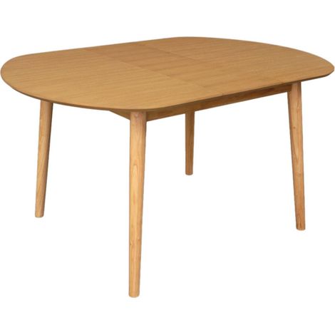 Oval extendable dining table rubberwood and oak veneer 4-6 seats, Natural, 140x100x75 cm - Lisa