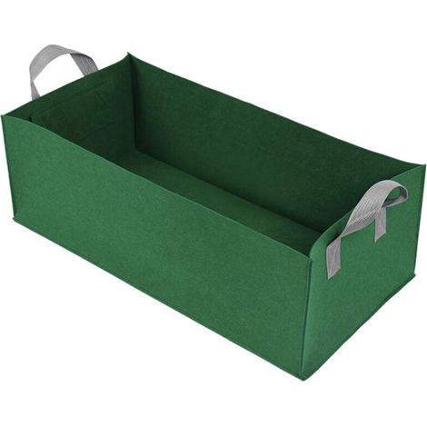 Sac de culture rectangulaire en feutre - Conteneur de plantes avec anse pour fleurs et légumes verts - 60 x 30 x 20cm (1/4)