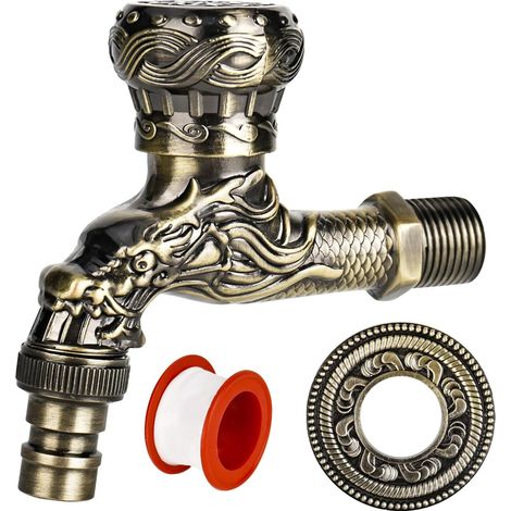 1/2"-Gartenarmatur – Vintage – Rostiges Messing – Wasserauslauf mit Rollendichtung – Für Haus, Küche, Bad und Garten (1/5)