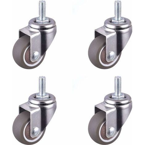 TPE Silent Flat Caster Universalrad (4 Stück 1 Zoll Universalschraube (M6 x 15))