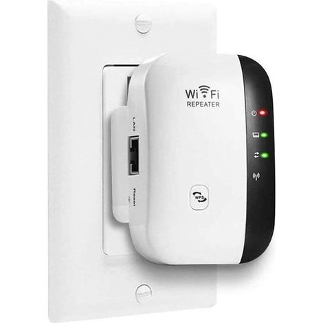 Repetidor WiFi, amplificador WiFi de 2,4 GHz y 300 Mbps, extensor inalámbrico de señal de red con función AP/RP y WPS, compatible con todos los módems USB. (1/5)