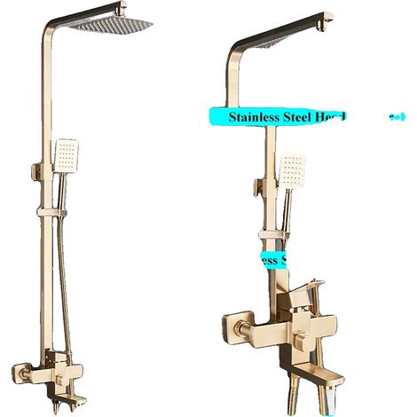 Robinet de douche, double poignée, hauteur réglable, Or brossé 12 pouces (1/2)