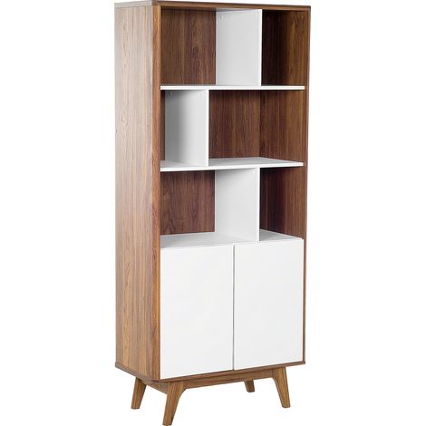 Estantería de madera oscura con blanco 182 x 79 x 40 cm 4 niveles estilo escandinavo Columbus (1/5)