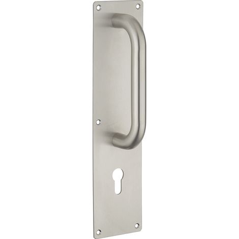 Maniglia di traino in acciaio inox con placca 300x75 mm per cilindro profilato - THIRARD (1/2)
