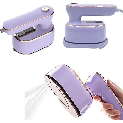 Fer à repasser vapeur de voyage pour vêtements, défroisseur portable 1000 W, séchage rapide, idéal pour les chemises habillées en voyage (violet) (1/5)