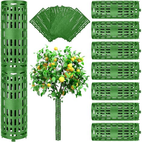 7 Pièces Protections Tronc Arbre avec Crochets Verrouillage, Protecteur Arbre Réglables Plastique, Protège Plantes Extensible, Protéger l'écorce pour Débroussailleuses, Tondeuses, Animaux (1/5)