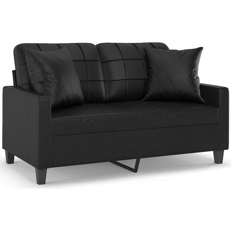 Maison Exclusive - Divano a 2 Posti con Cuscini Nero 120 cm in Similpelle