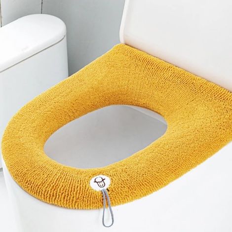 Coussin de siège de toilette épais pour l'hiver, universel, quatre saisons, coussin doux pour siège de toilette (jaune) (1/3)
