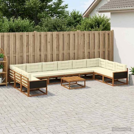 vidaXL Outdoor-Sofagarnitur mit Kissen 11 pcs Natur und Creme (1/5)