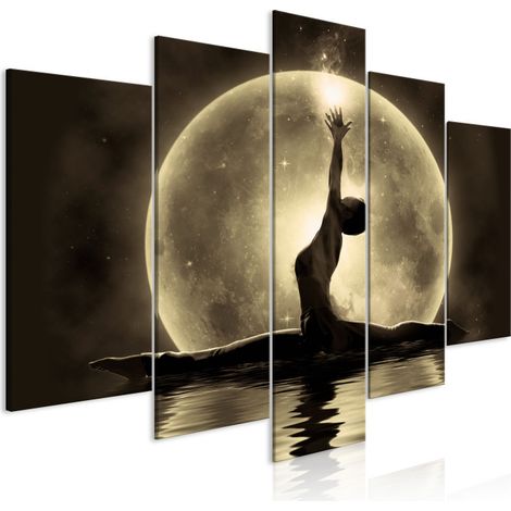 Tableau Imprimé 5 Panneaux "Twine Wide Golden" 50 x 100 cm (1/2)