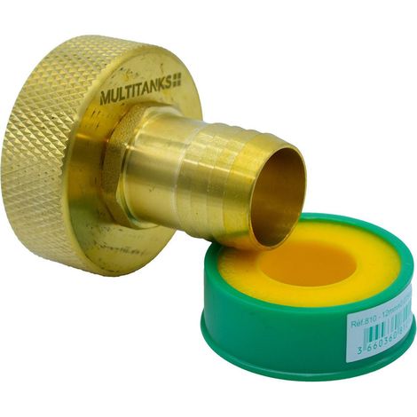 Raccord femelle S60x6 - embout cannelé 30mm en laiton (1/2)