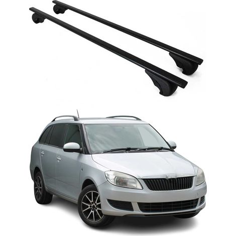 OMAC Barres de toit pour Skoda Fabia II Break 2007-2014 – TÜV / DIN 75302:2019 – Antivol inclus – Charge max 75 kg – 2 barres Noir (1/4)