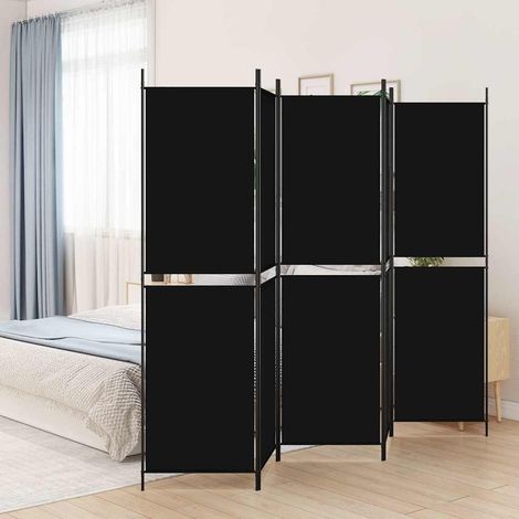 vidaXL Biombo divisor de 5 paneles de tela negro 250x200 cm (1/5)