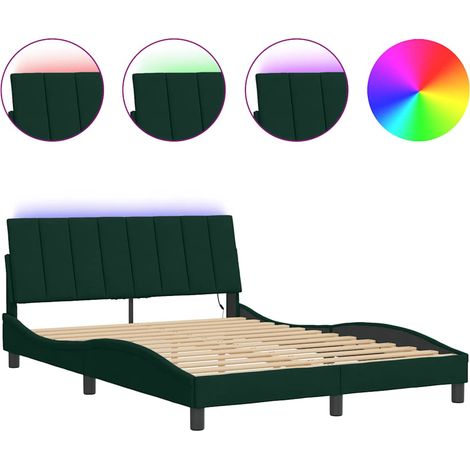Maison Exclusive - Giroletto con LED senza Materasso Hanko Verde Scuro 140x190 cm in Velluto