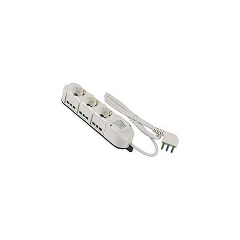 Multiprise 3 bips. + Sch. + 6 bips. Plus tard. Avec Int. "Ligne Retail Triax" - blanc 49122