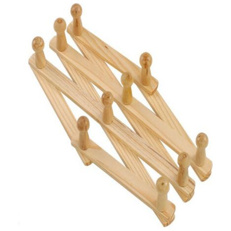QORVA-en Bois Expansible Porte Manteau, Support Mural Accordéon Bois Crochet pour Suspendu Chapeaux, Capuchons, Tasses, Manteaux, Sacs, Tasses Café, Super pour D'Entrée Couloir Salle à Manger
