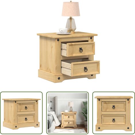 Bois de pin massif - Table de chevet Corona 53x39x47 cm bois de pin massif (1/5)
