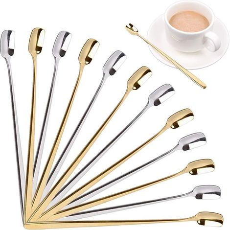 Cocktail remuer Cuillères Cuillères à Café / Cuillère à Long Manche Acier Inoxydable / Café Crème Glacée Cocktail Yogourt Cuillères Mélangeuses en Acier Inoxydable (12 Pièces)-Fei Yu (1/5)