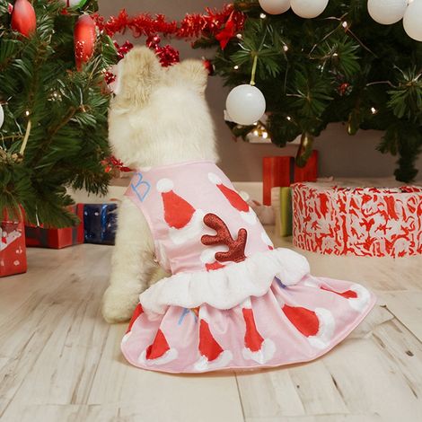 Vetement Chien - Robe Noel Pour Chien Petit Race Et Chat - Tenue Hivernale Chaude En Polyester - 1 Piece (1/5)