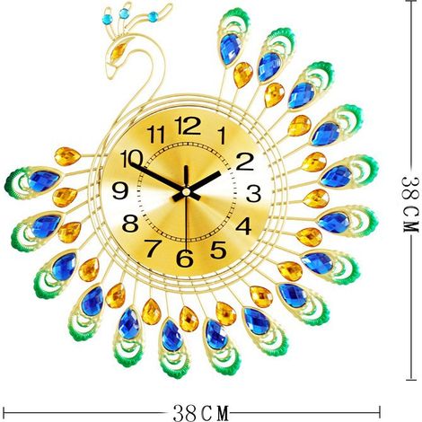 2024 Peacock Wall Clock, 3D Metal Shaped Modern Silent Clock without Ticking for Living Room, Bedroom, Home Wall Art Decoration