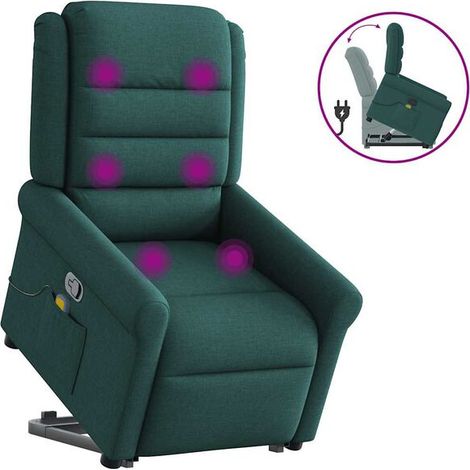 Fauteuil de massage inclinable en tissu vert foncé (1/5)