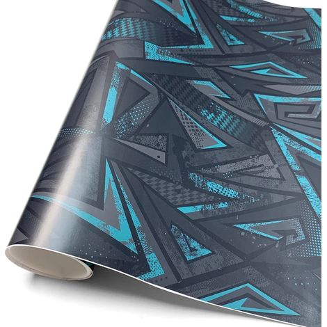 (Bleu glacier - 50 cm x 200 cm) Vinyle adhésif pour voiture, idéal pour motos, films de covering triangulaires, films pour skateboards, autocollants en vinyle imperméables, graphismes et motifs cyberp (1/4)