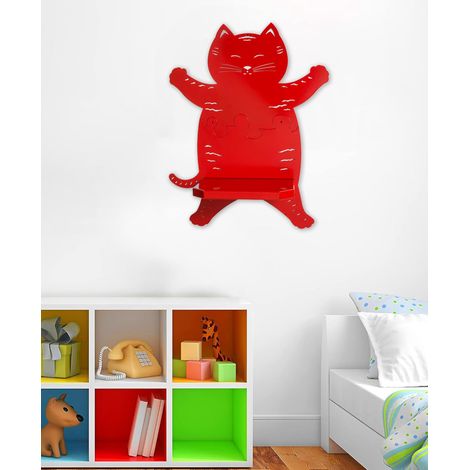 Étagère Murale pour Chambre d'enfant – Motif Chat – Étagères murales pour Chambre à Coucher des Enfants – en métal – Étagère colorée pour Livres et Jouets (1/5)