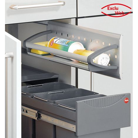 Hailo – Aménagement coulissant simple de cuisine – Bac extractible pour placard – Optimise l'espace – Métal et inox – Confort d'utilisation