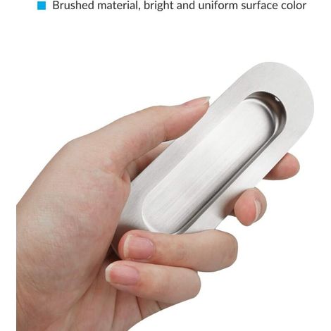 Lot de 2 poignées de porte coulissante encastrées en acier inoxydable durable avec 4 vis pour porte, armoire, tiroir (1/3)