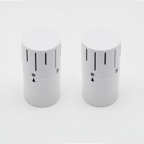2er Set Design Thermostatkopf M 30 x 1,5 Mit Nullstellung Heizkörperventil Universal weiß (1/5)
